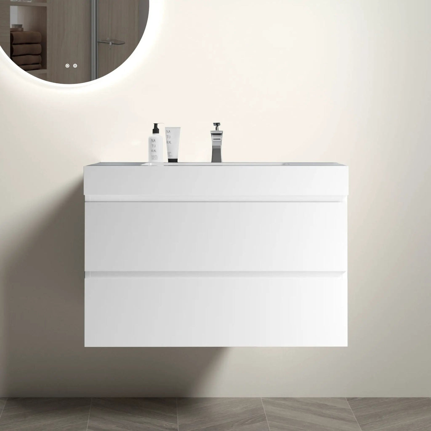 Alice - Bathroom Vanity With Large Storage, Sink, Wall Mounted by Unique Piece Furniture