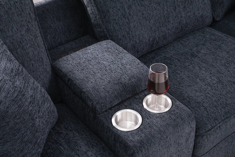 Gina - Sectional Sofa With Ottoman - Black by HouseOfZazla