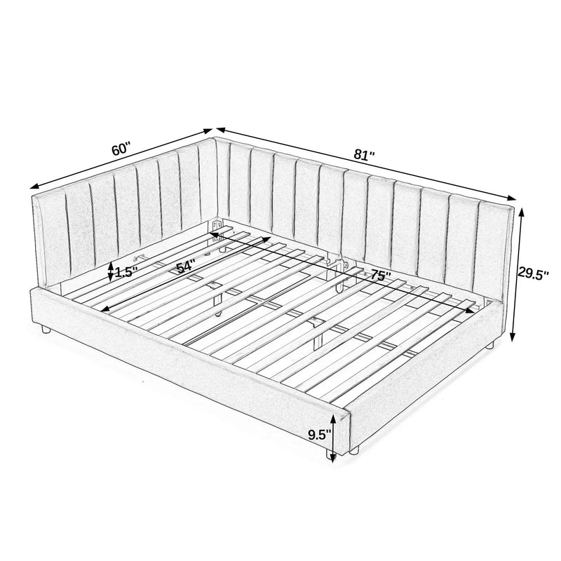 Mid-Century Upholstered Tufted Bed Frame with Backrest and Armrests by HouseOfZazla