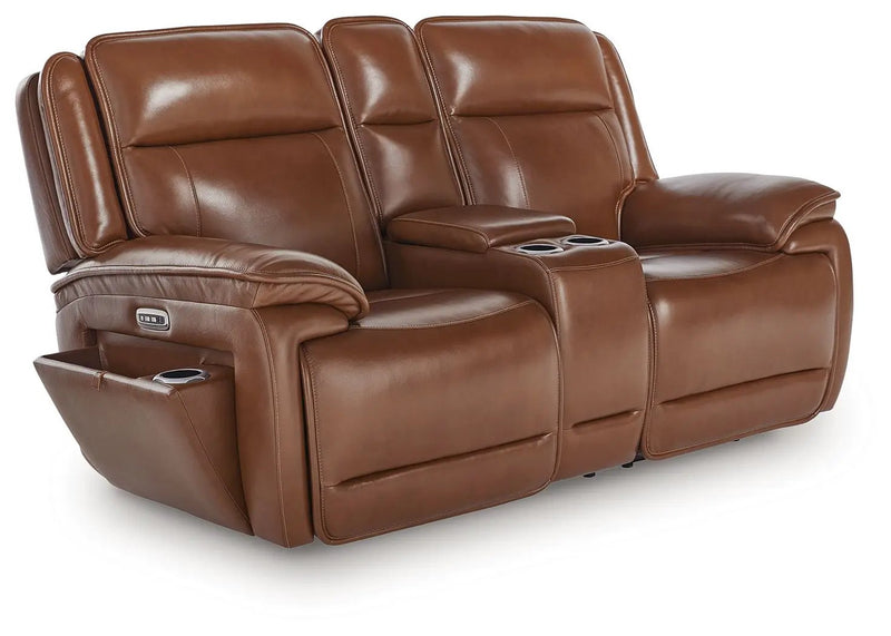 Healy Pier - Power Reclining Loveseat With Console / Adj Headrest - Chocolate by Unique Piece Furniture