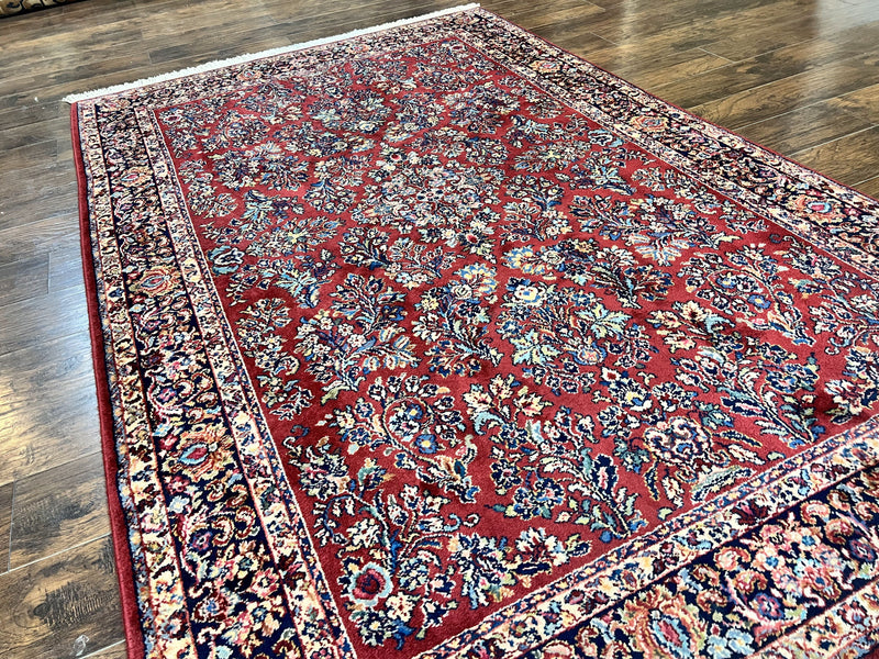 Karastan Rug 5.9 x 9 Red Sarouk #785, Wool Karastan Carpet, Original 700 Series, Vintage Karastan Oriental Rug Discontinued by Jewel Rugs