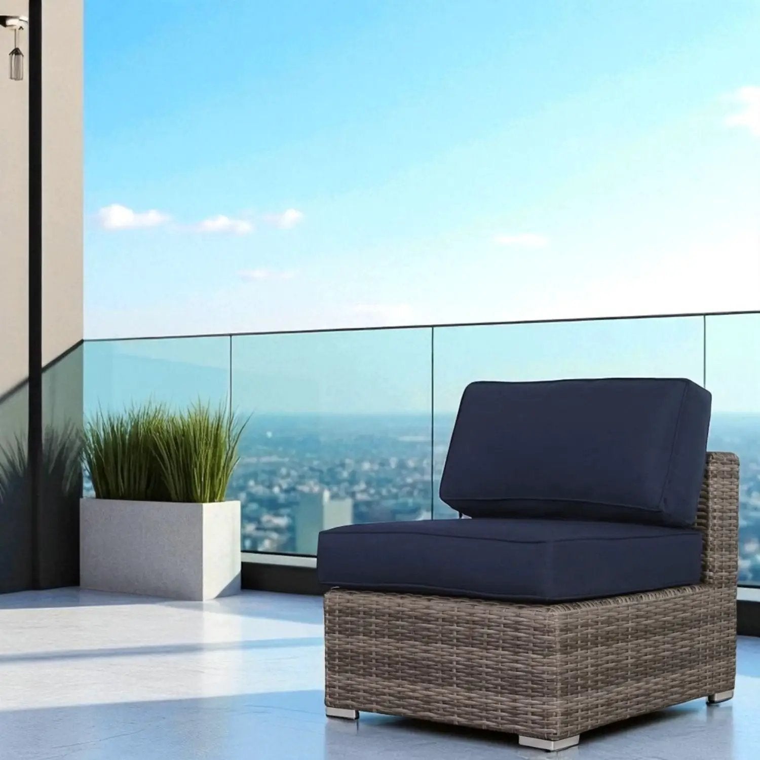 Wide Armless Outdoor Chairs With Cushions (Set of 2) by Unique Piece Furniture