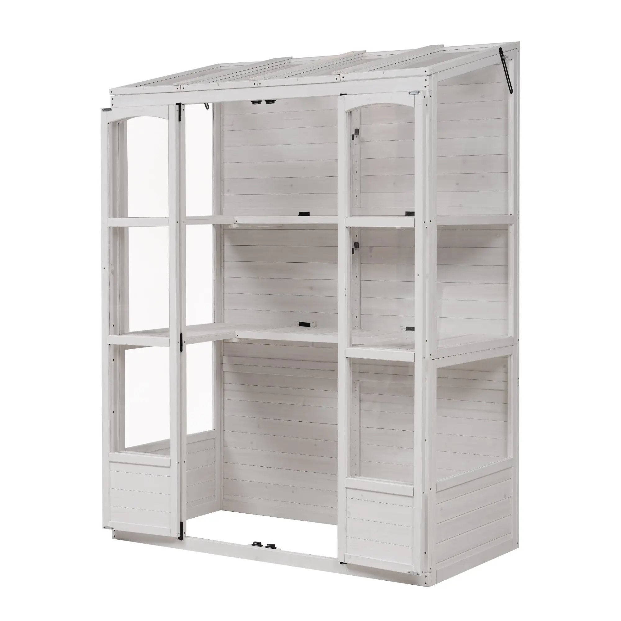 TOPMAX 78-Inch Wooden Greenhouse with Skylights and Folding Shelves by HouseOfZazla