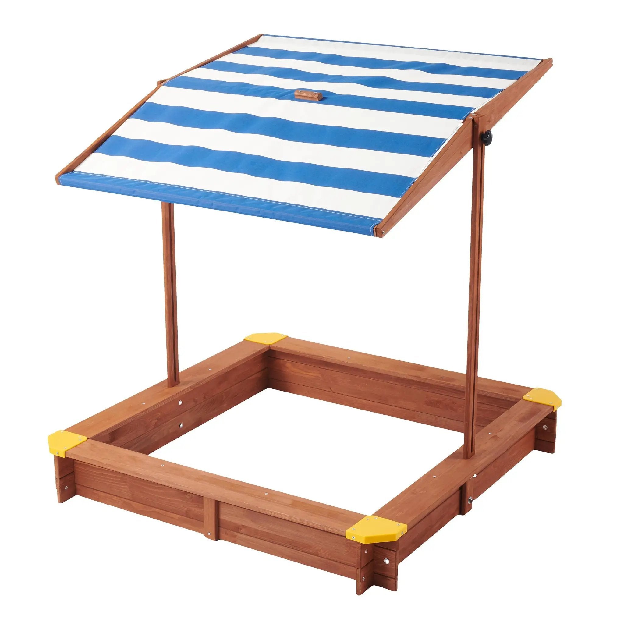 Kids Sandbox With Cover, Sand Box With Adjustable Canopy, Large Outdoor Cedar Sandpit For Backyard Play - Reddish Brown by HouseOfZazla
