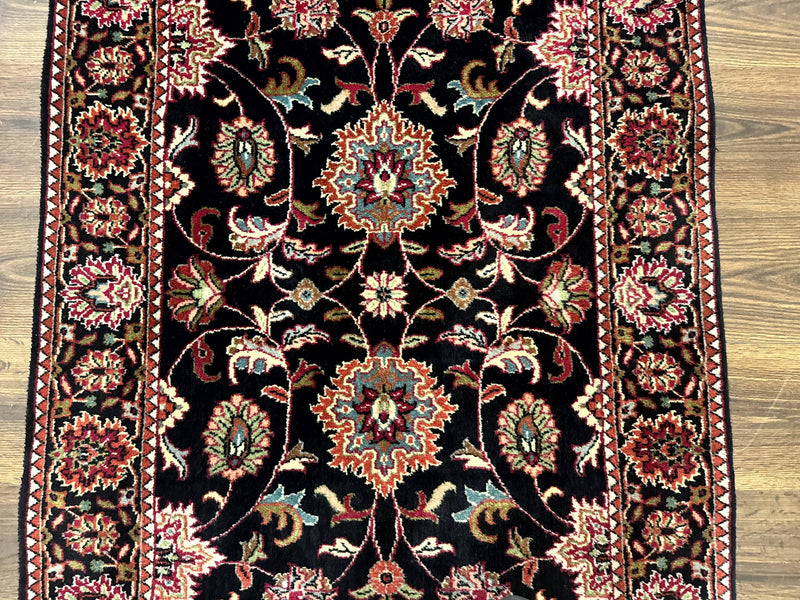 Indo Persian Sarouk Rug 3x5, Black Traditional Oriental Carpet by Jewel Rugs