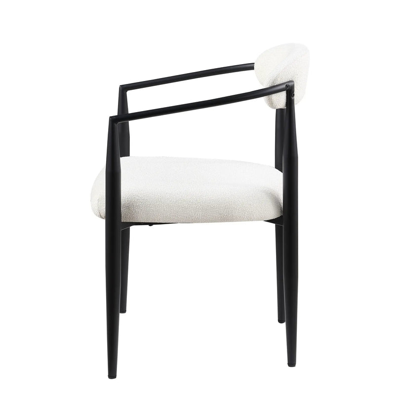 Dining Chairs (Set of 2), Mid-Century Modern Dining Chairs, Kitchen Dining Room Chairs, Round Boucle Backrest Sherpa Dining Chair With Metal Legs by HouseOfZazla