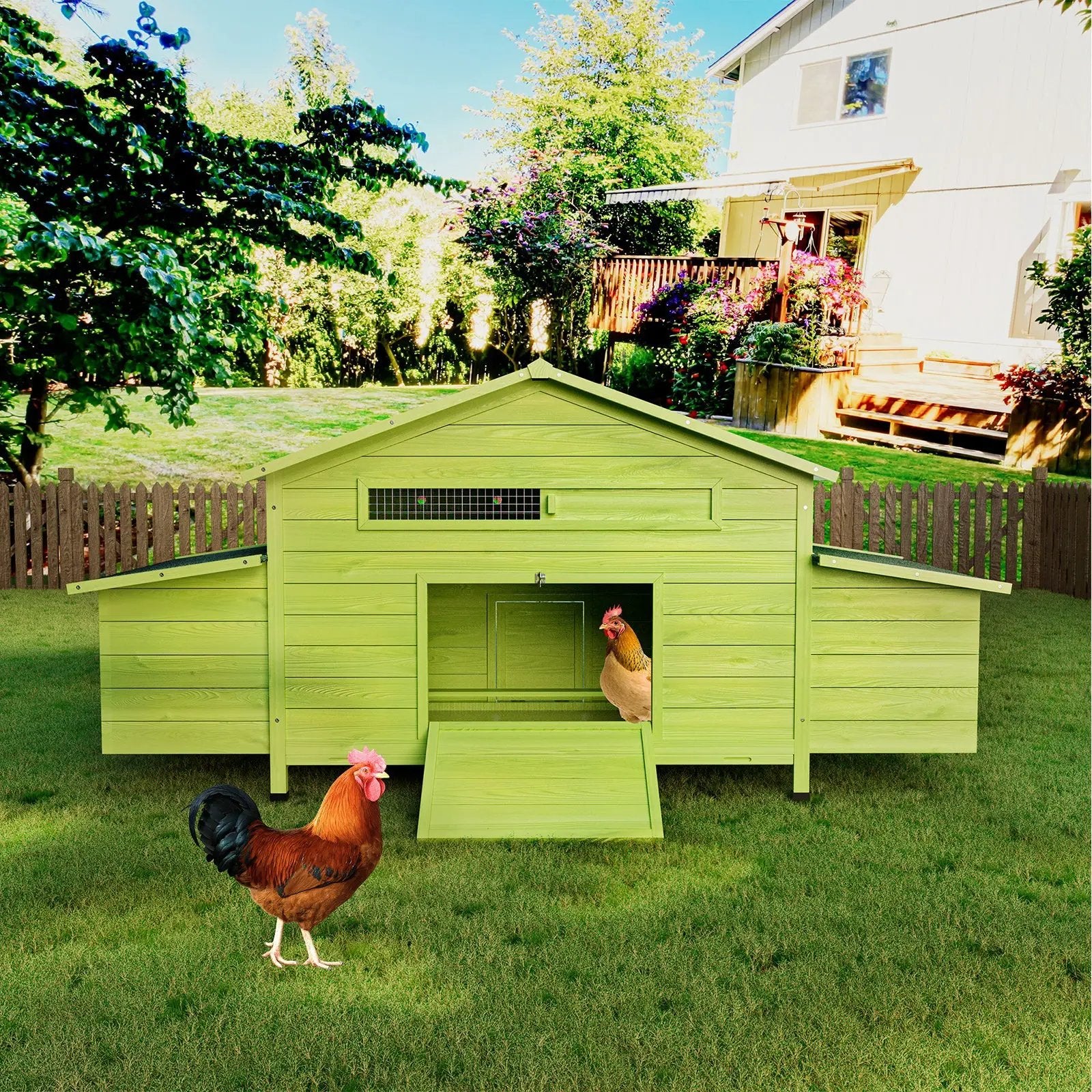 11.12 ft² Large Wooden Chicken Coop with Nesting Boxes & Perch by HouseOfZazla