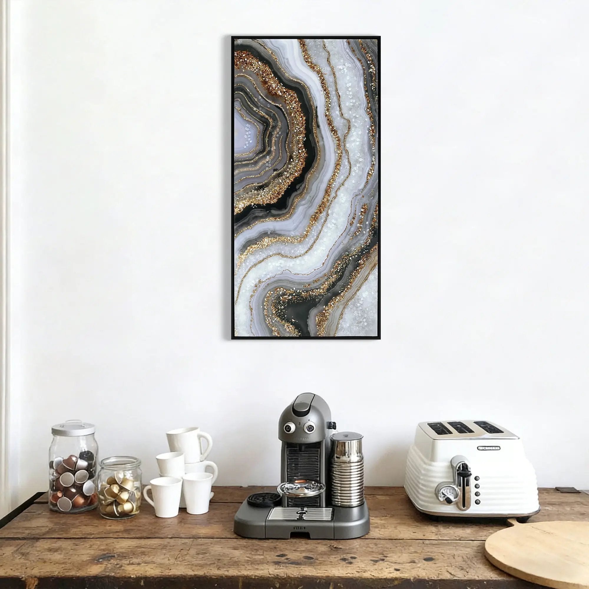 Canvas Painting Wall Art Framed, Artwork Decor, Picture Marble Print Paintings For Living Room - Frosted Glass / Gold by Unique Piece Furniture