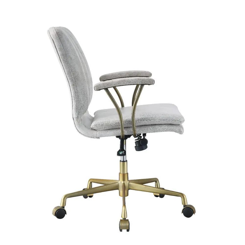 Damir - Office Chair - Vintage White Top Grain Leather & Chrome by Unique Piece Furniture