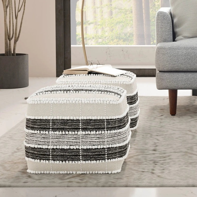 Barley - Square Pouf - White / Beige / Black by Unique Piece Furniture