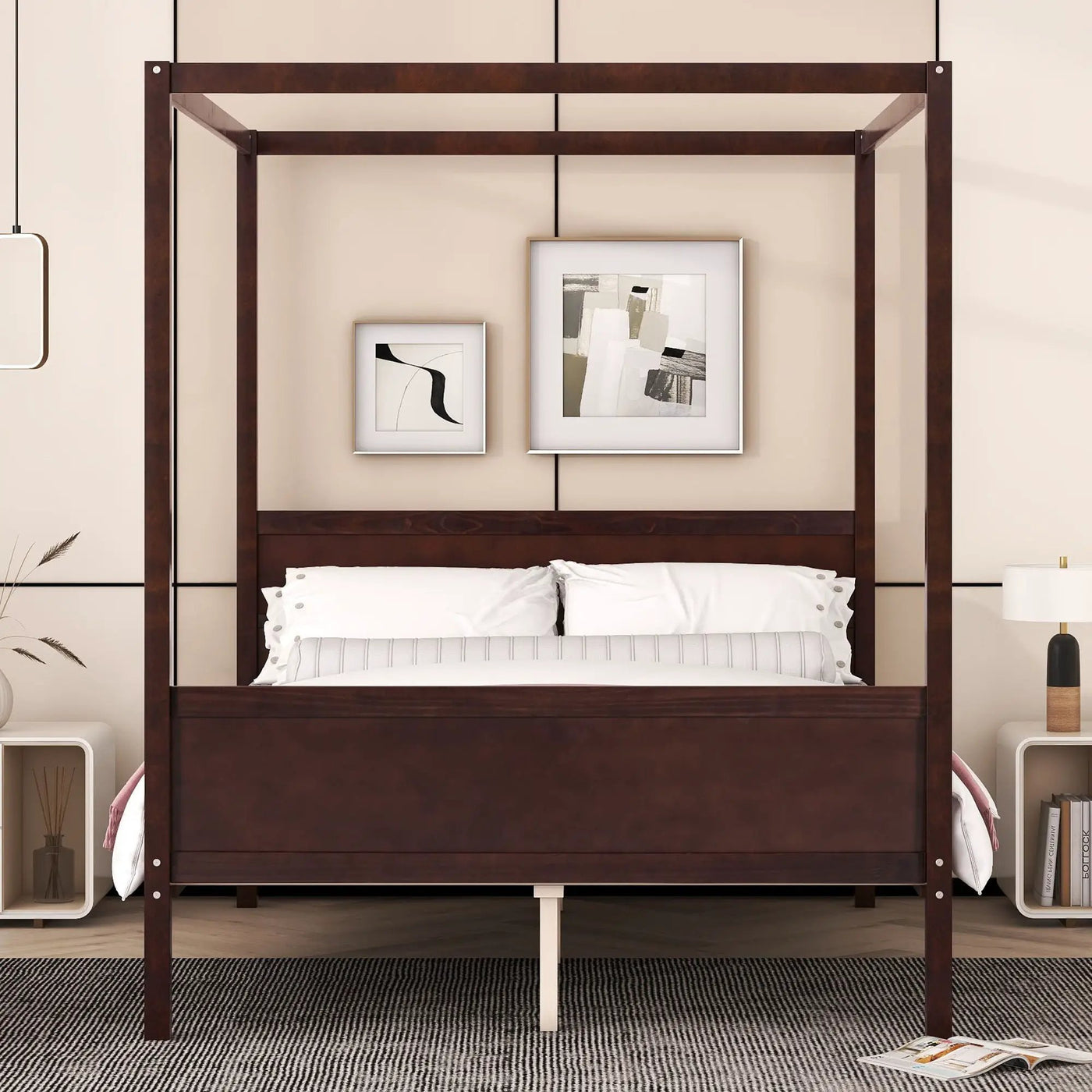 Canopy Platform Bed With Headboard And Footboard, Slat Support Leg by HouseOfZazla