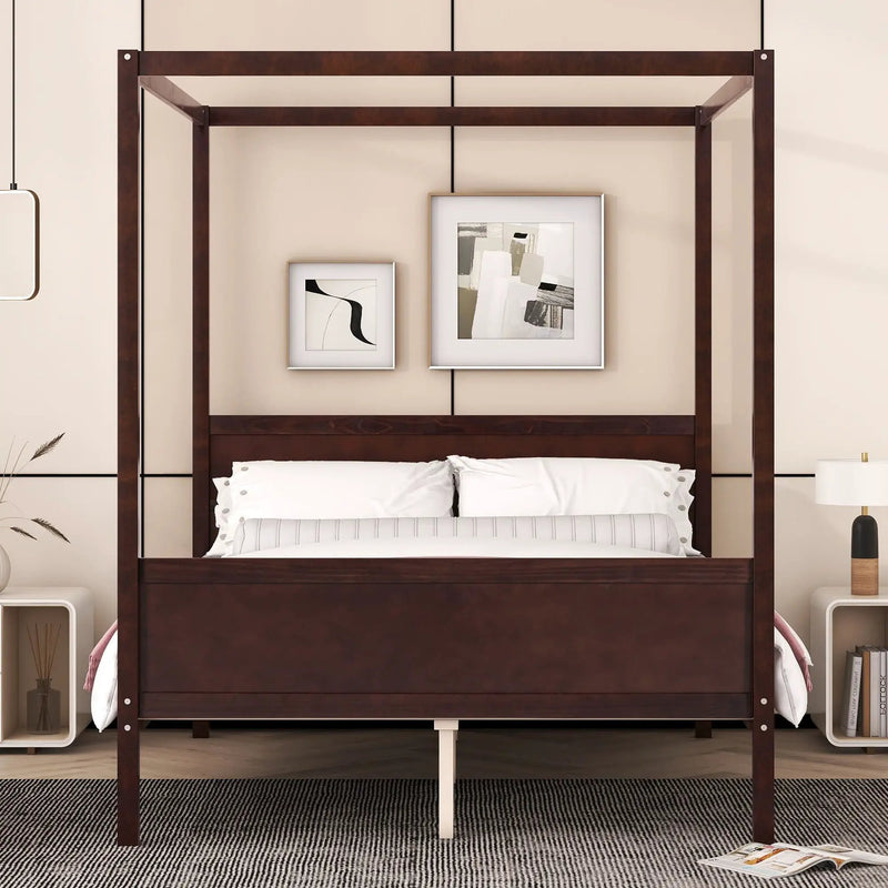 Canopy Platform Bed With Headboard And Footboard, Slat Support Leg by Unique Piece Furniture