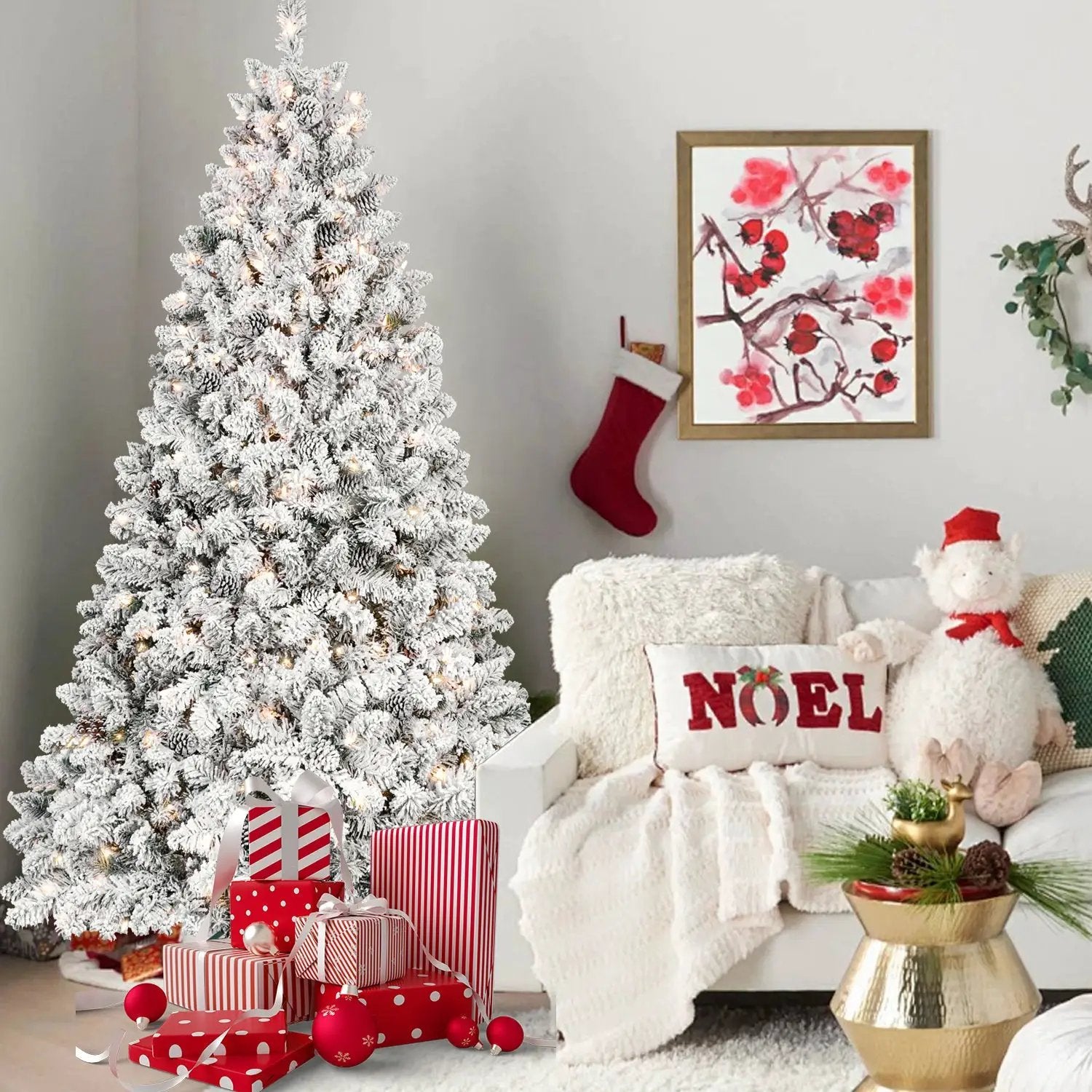 4FT Flocked Christmas Tree with 150 UL Lights by HouseOfZazla