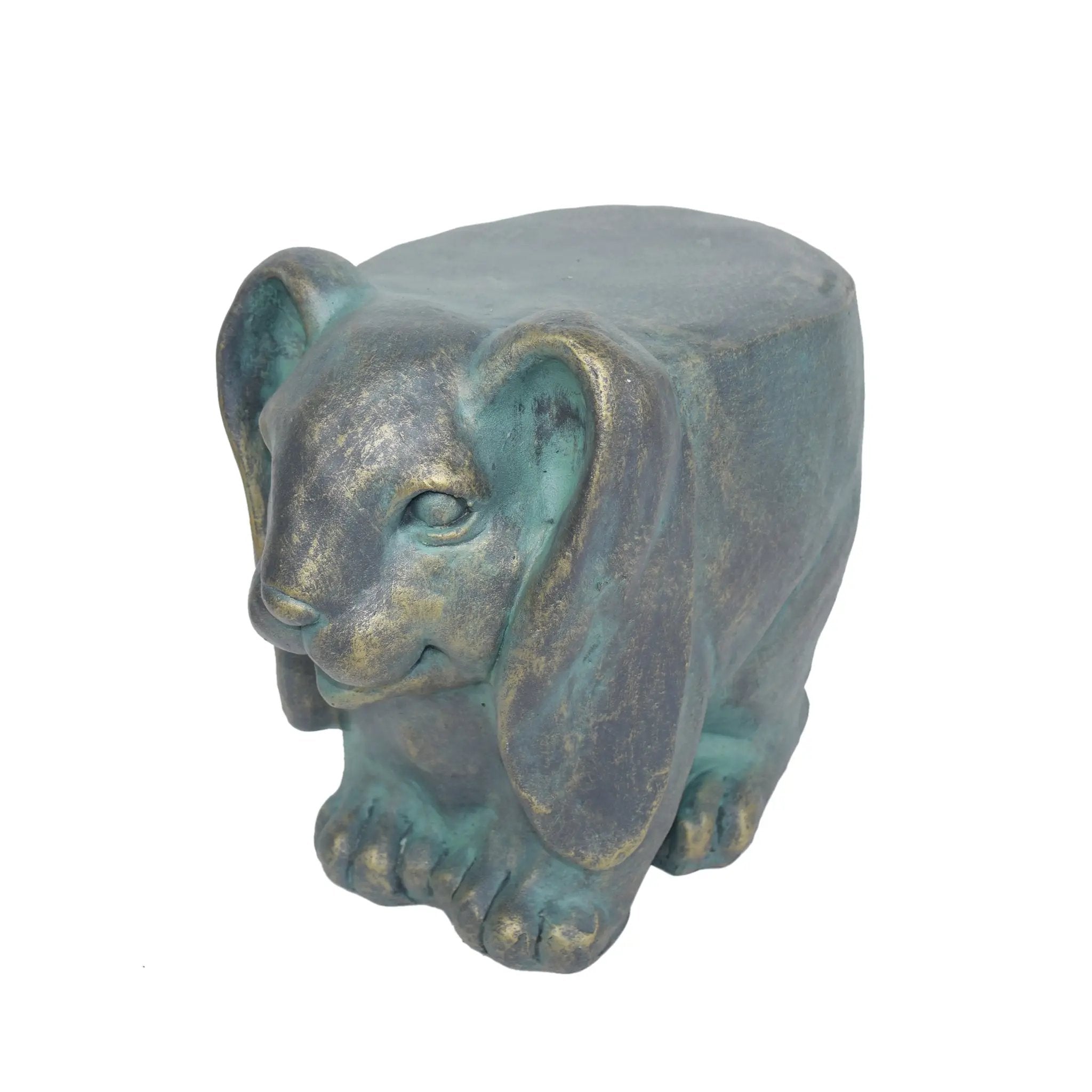 13inch High Rabbit Garden Stool, Lightweight Concrete, Gold Patina Finish, No Assembly Required by HouseOfZazla