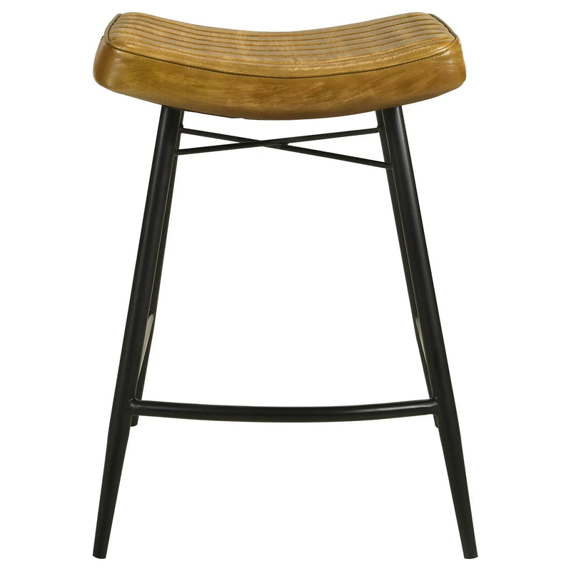 Bayu Leather Upholstered Counter Stool Camel (Set of 2) by Unique Piece Furniture