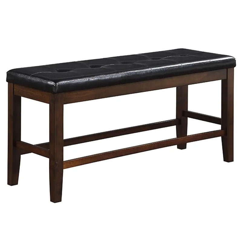 Urbana - Counter Height Bench - Black Synthetic Leather & Espresso by Unique Piece Furniture