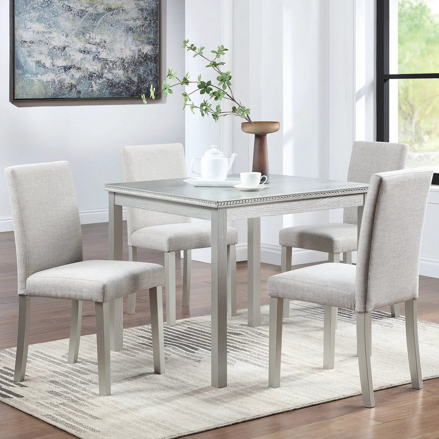 Dining Table Set With Crystal Decoration And Upholstered Chairs by HouseOfZazla