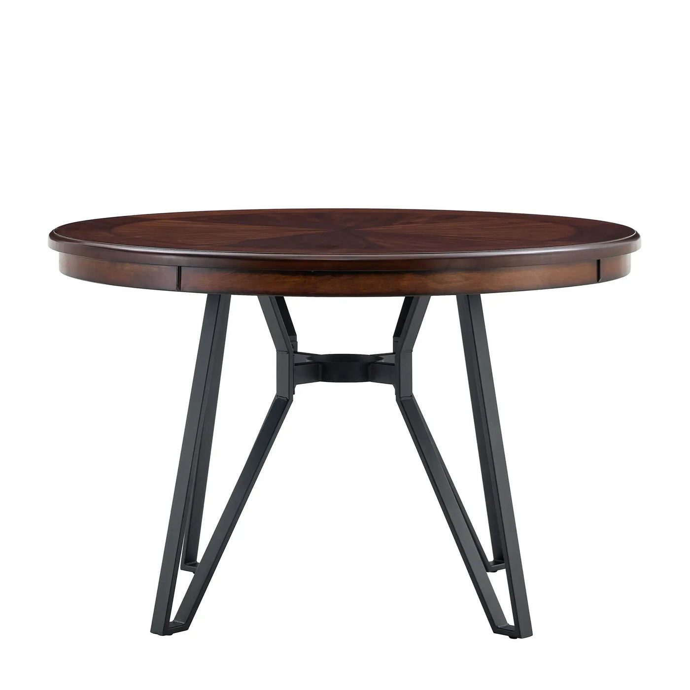 Mid Century Modern Round Dining Table with Metal Legs and Open Shelf by HouseOfZazla