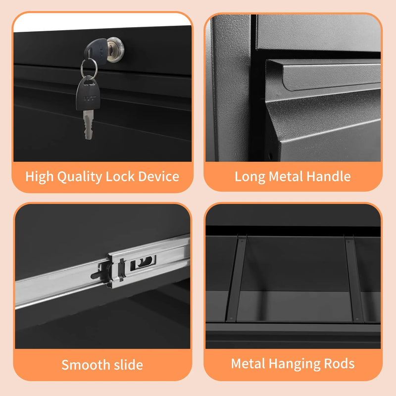 Premium Drawer Metal Lateral File Cabinet With Lock by Unique Piece Furniture