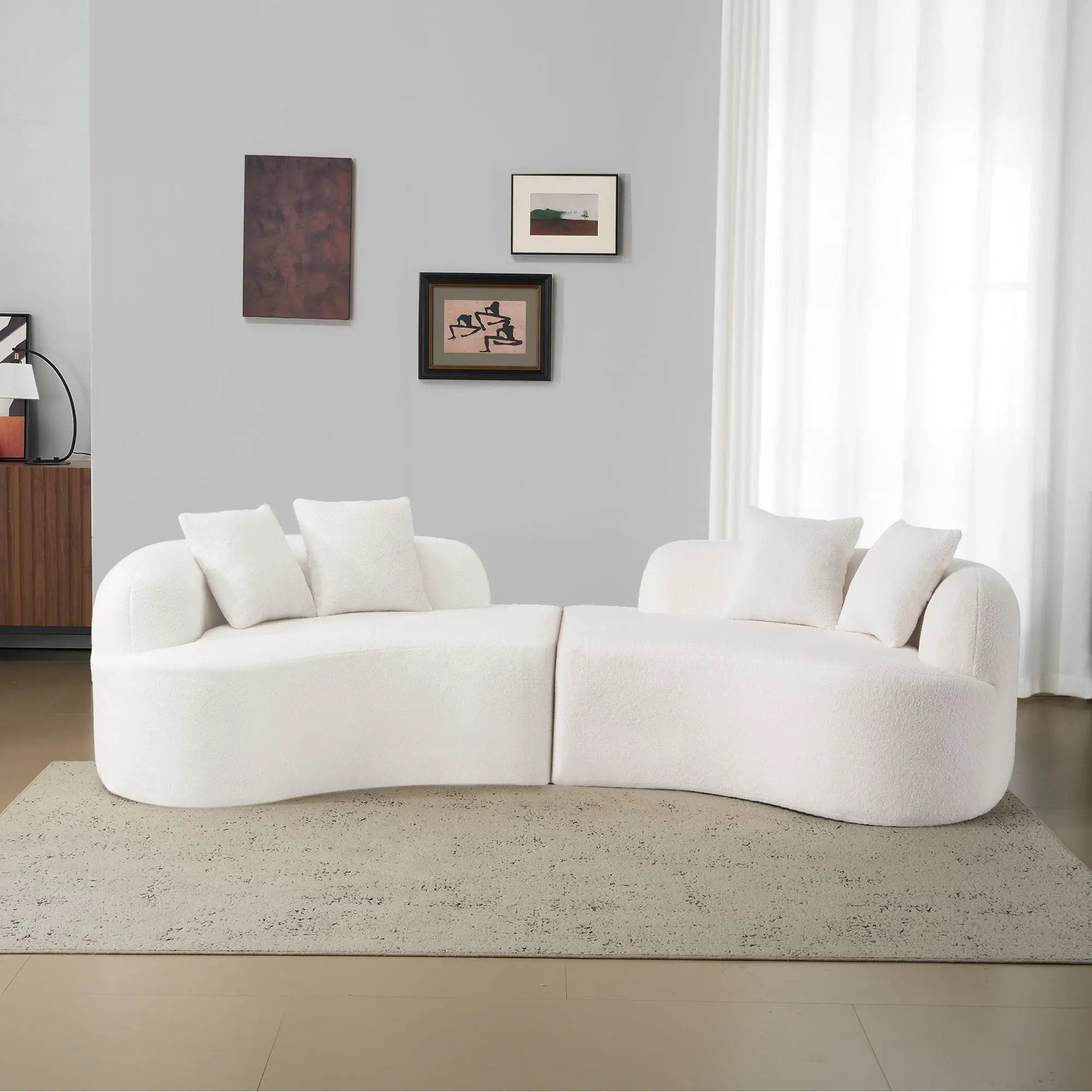 Curved 4 Seater Full Compression Sponge Sofa by Unique Piece Furniture