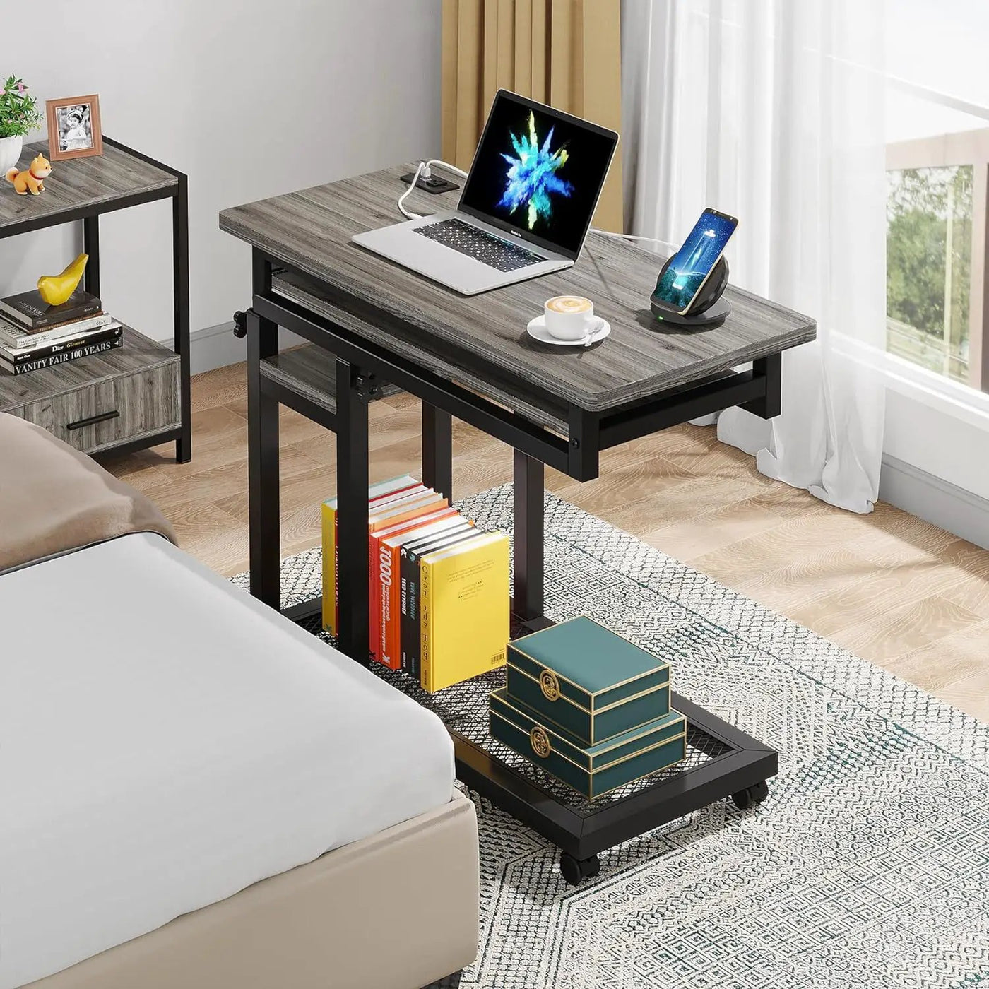 Adjustable Portable C-Shaped Desk With Power Outlet & USB Ports by HouseOfZazla