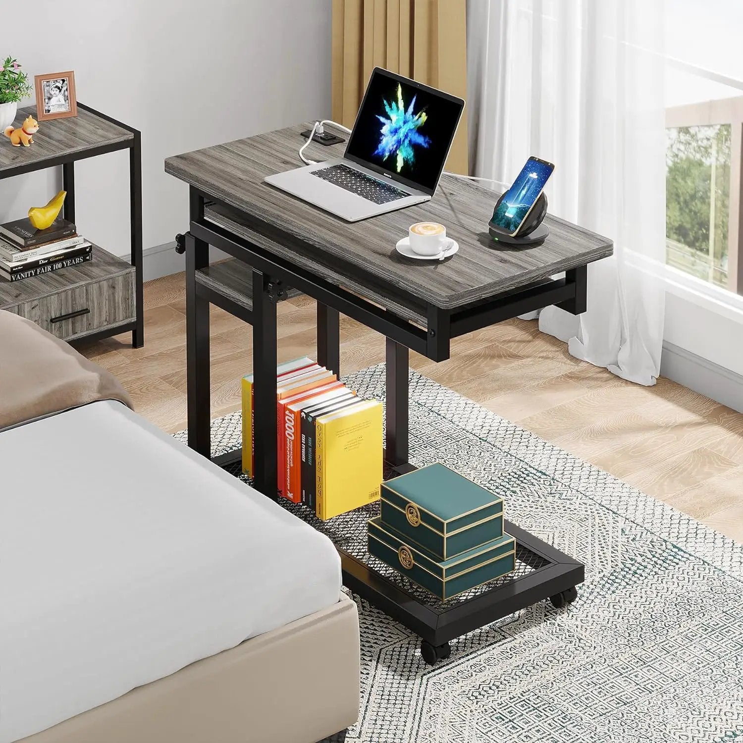 Adjustable Portable C-Shaped Desk With Power Outlet & USB Ports by HouseOfZazla