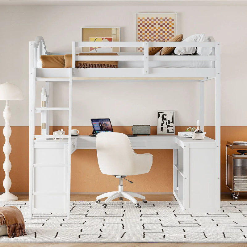 Loft Bed With Drawers, Cabinet, Shelves With Desk by HouseOfZazla