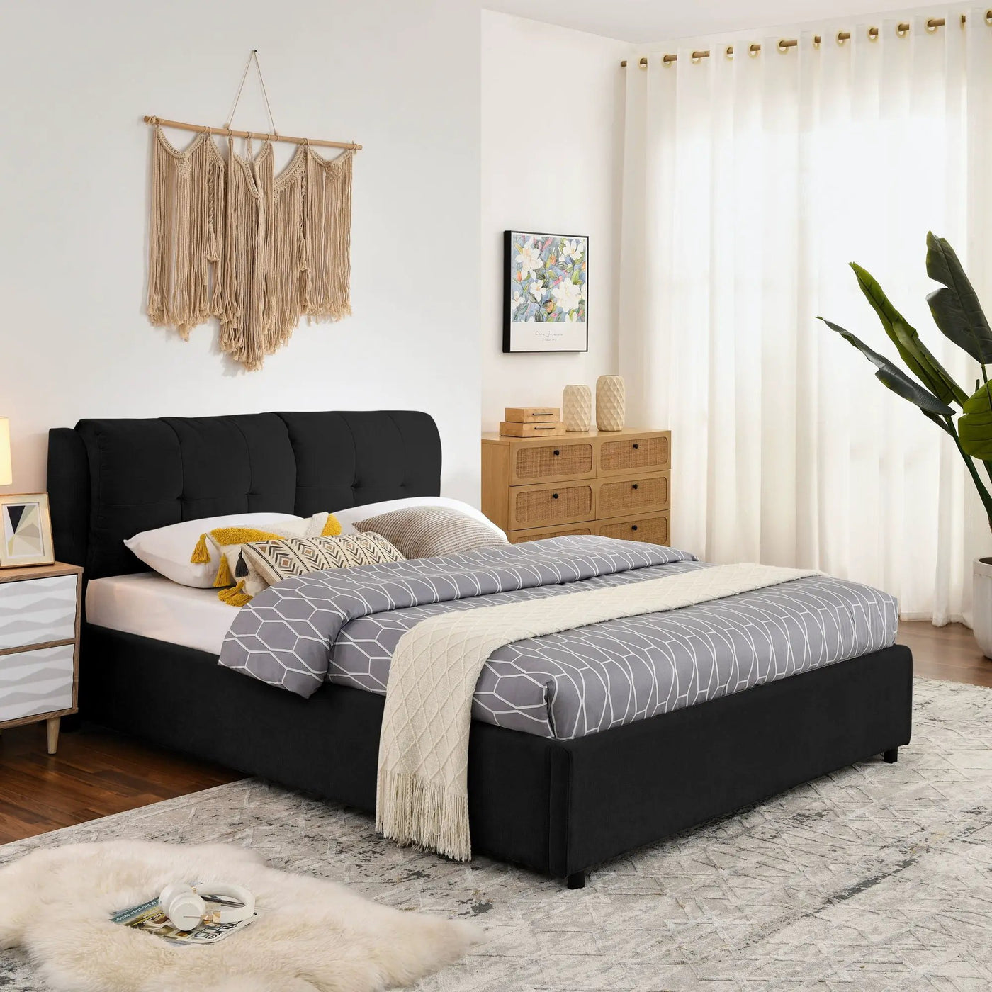 Storage Upholstered Hydraulic Platform Bed With Integrated Headboard by Unique Piece Furniture
