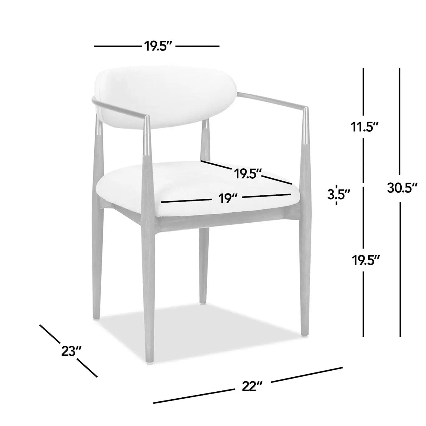 Artemis - Mixed Material Upholstered Dining Arm Chair - Warm White by HouseOfZazla