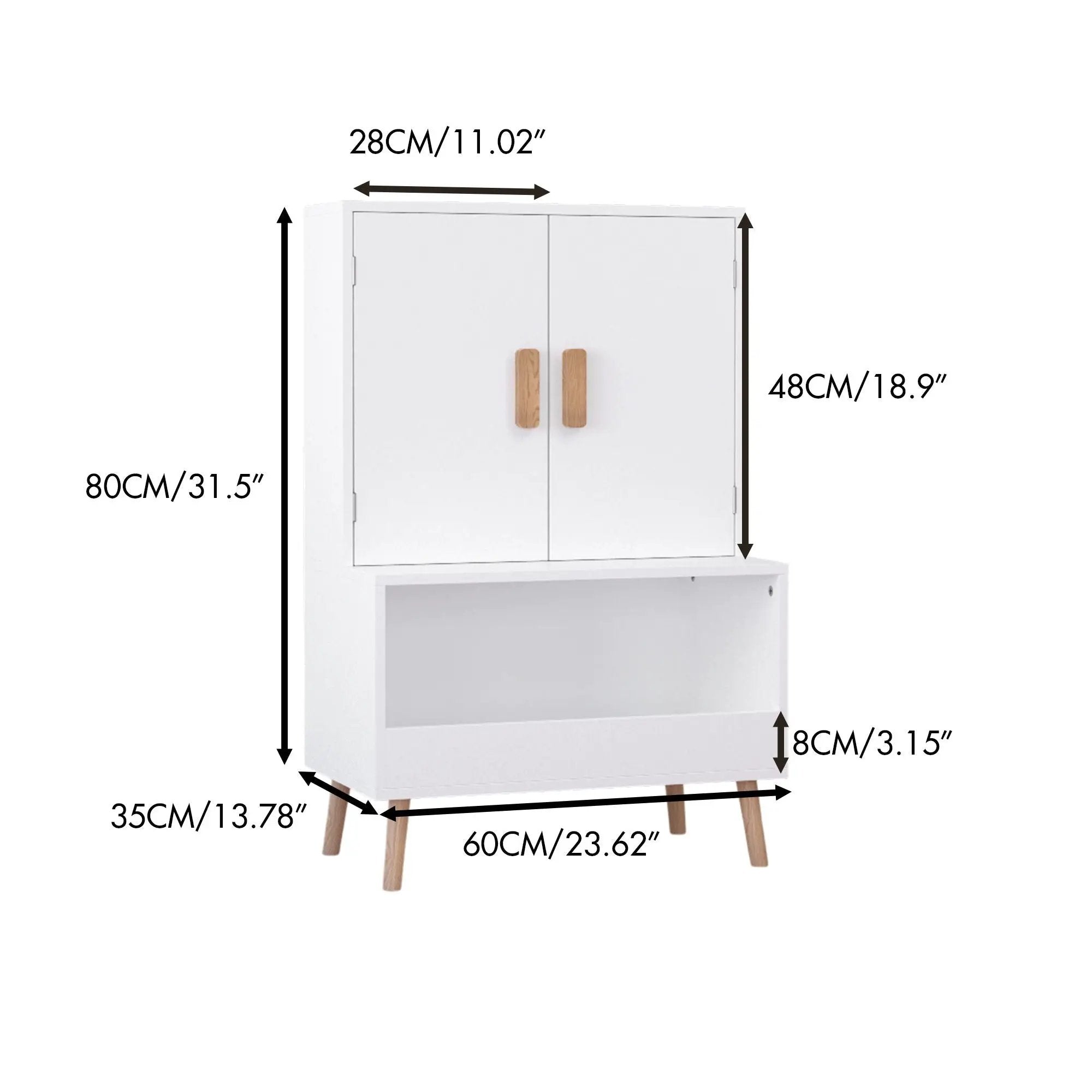 Toy Storage Cabinet With Doors And Open Shelf, Toddler Bookshelf For Playroom - White by HouseOfZazla