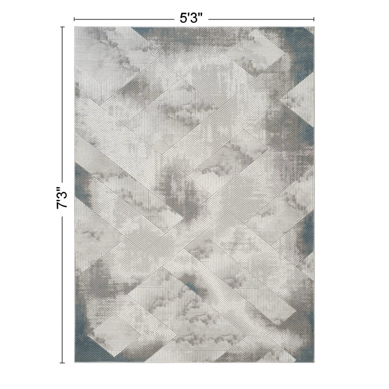 Geometrix - 5'3" X 7'3" Area Rug With Geometric 3D Effect - Ivory / Gray by Unique Piece Furniture
