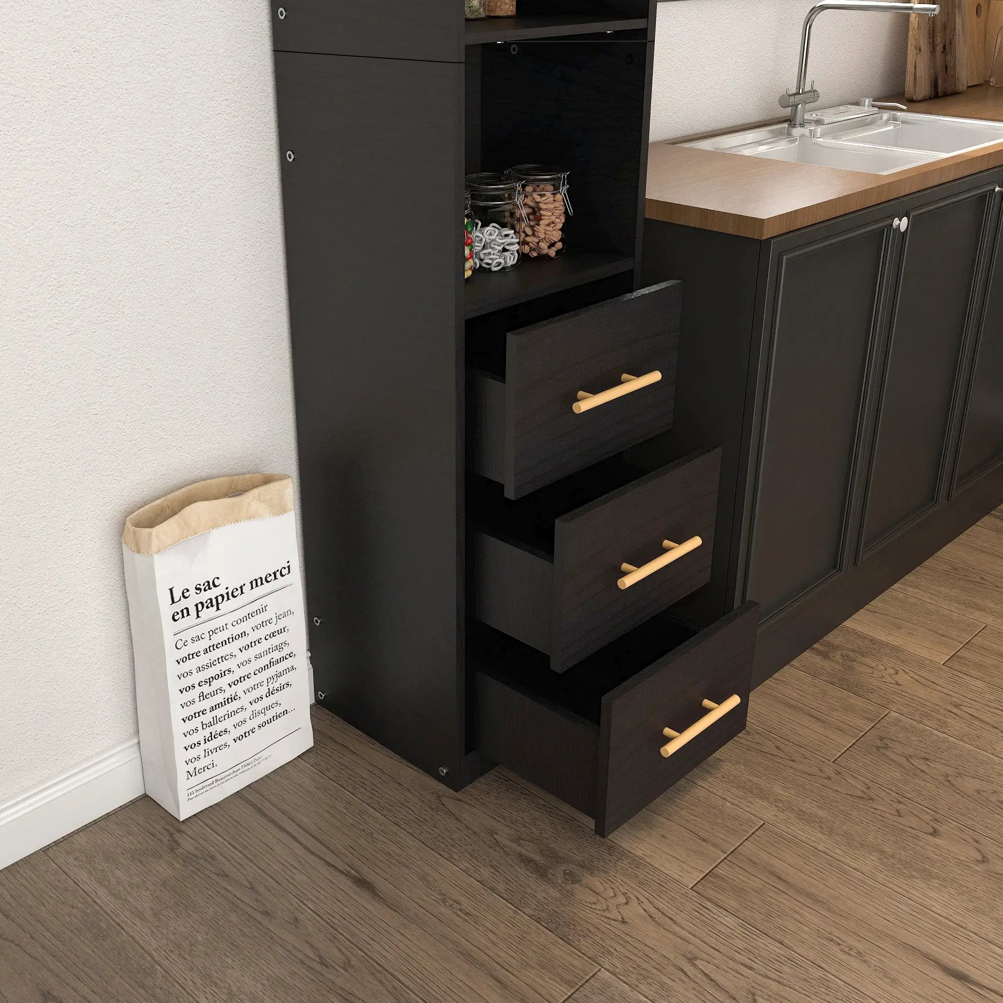 85.04" Tall Storage Cabinet with Drawer and Shelves by HouseOfZazla