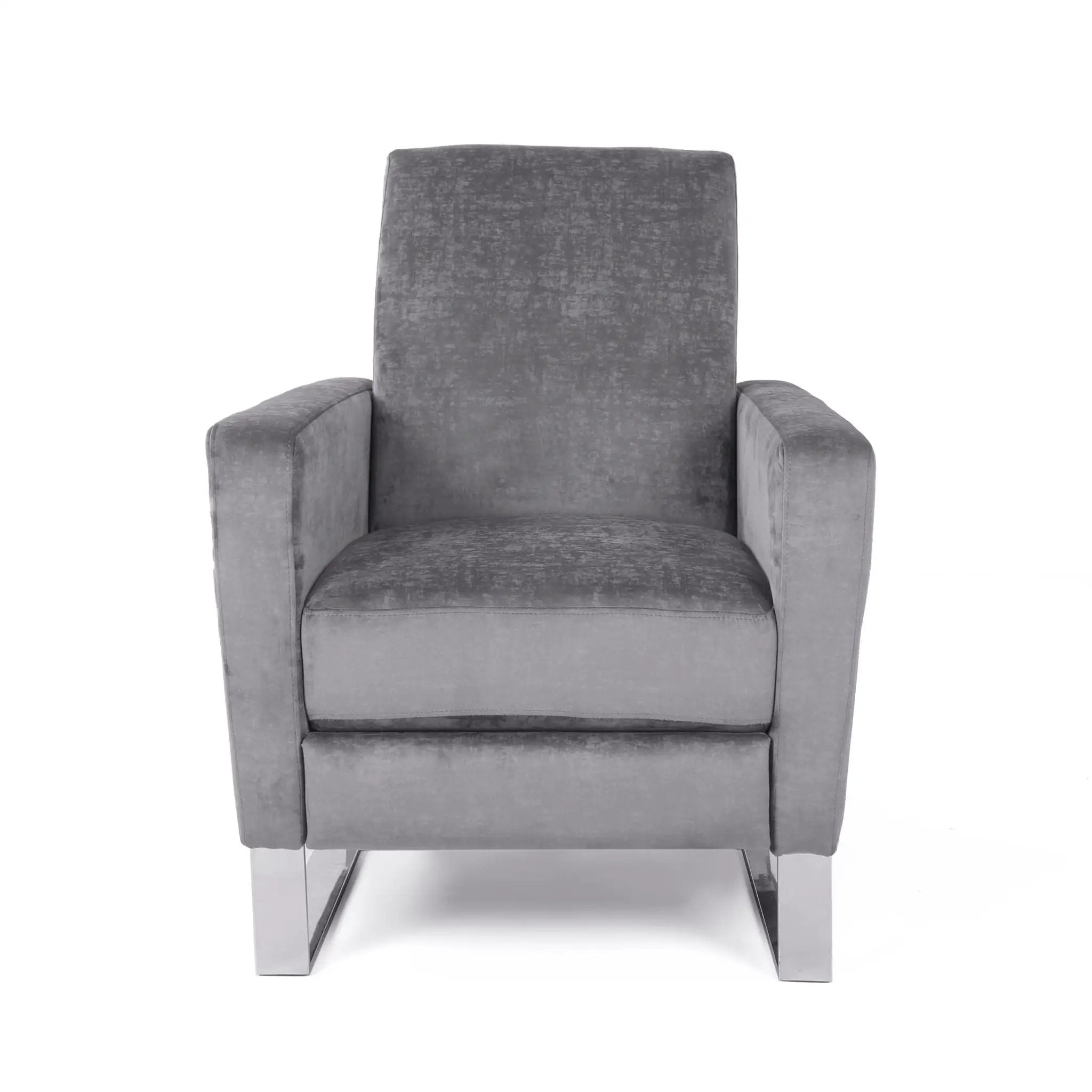 Bolt Upholstered Recliner Chair With Stainless Steel Base - Gray / Chrome by HouseOfZazla