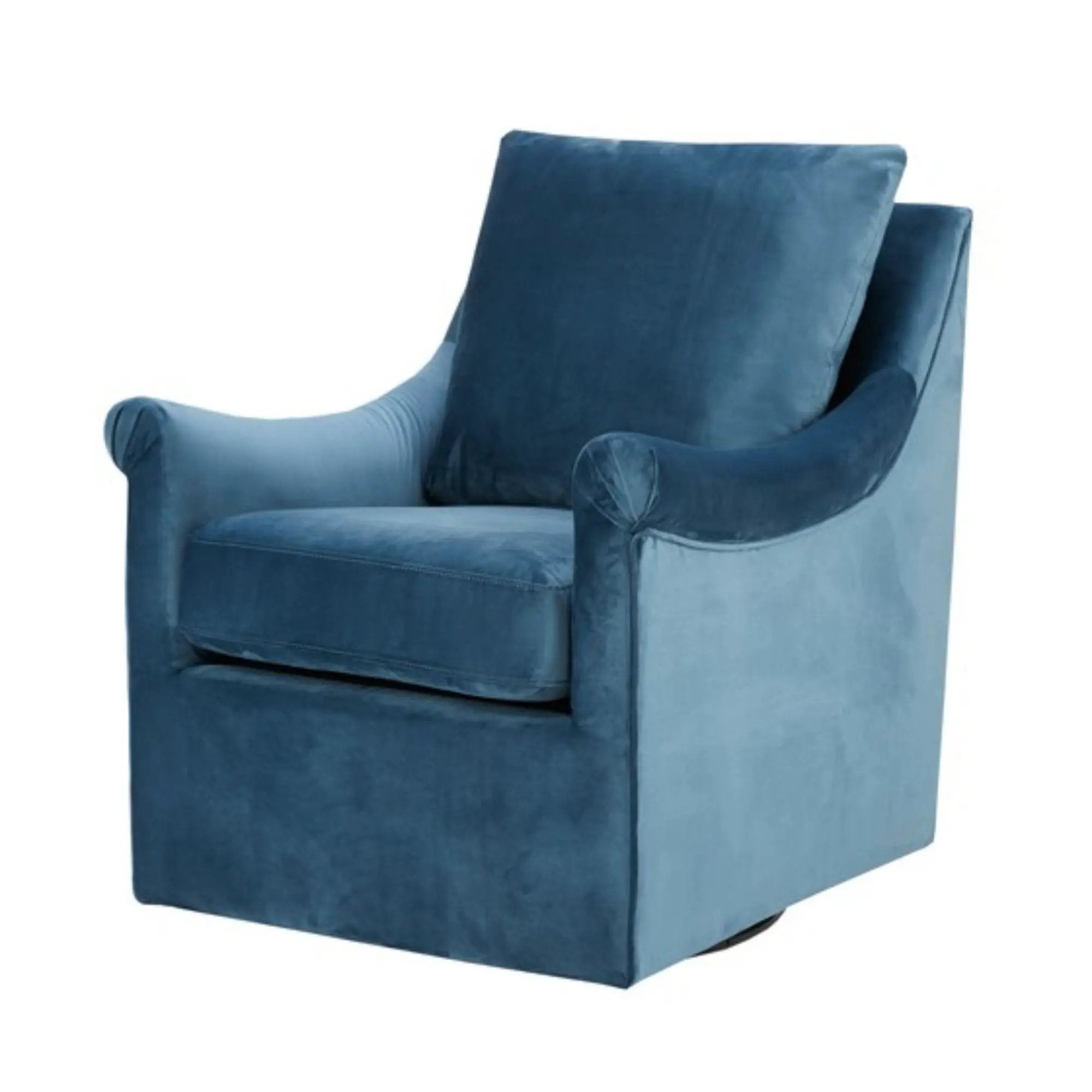 Swivel Chair With Curved Arms And Straight Back - Blue by Unique Piece Furniture