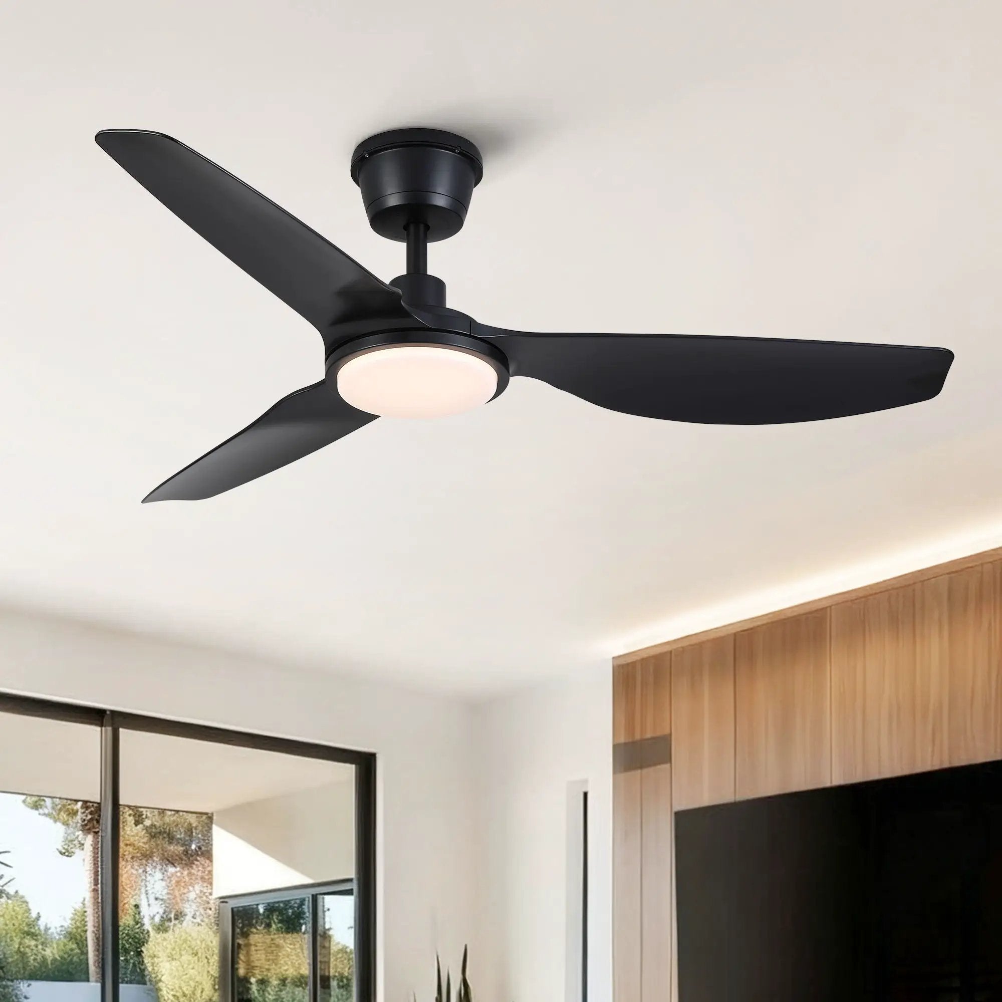 Outdoor Waterproof Ceiling Fan With Light And Quiet DC Motor, Blades For Bedroom - Black by HouseOfZazla