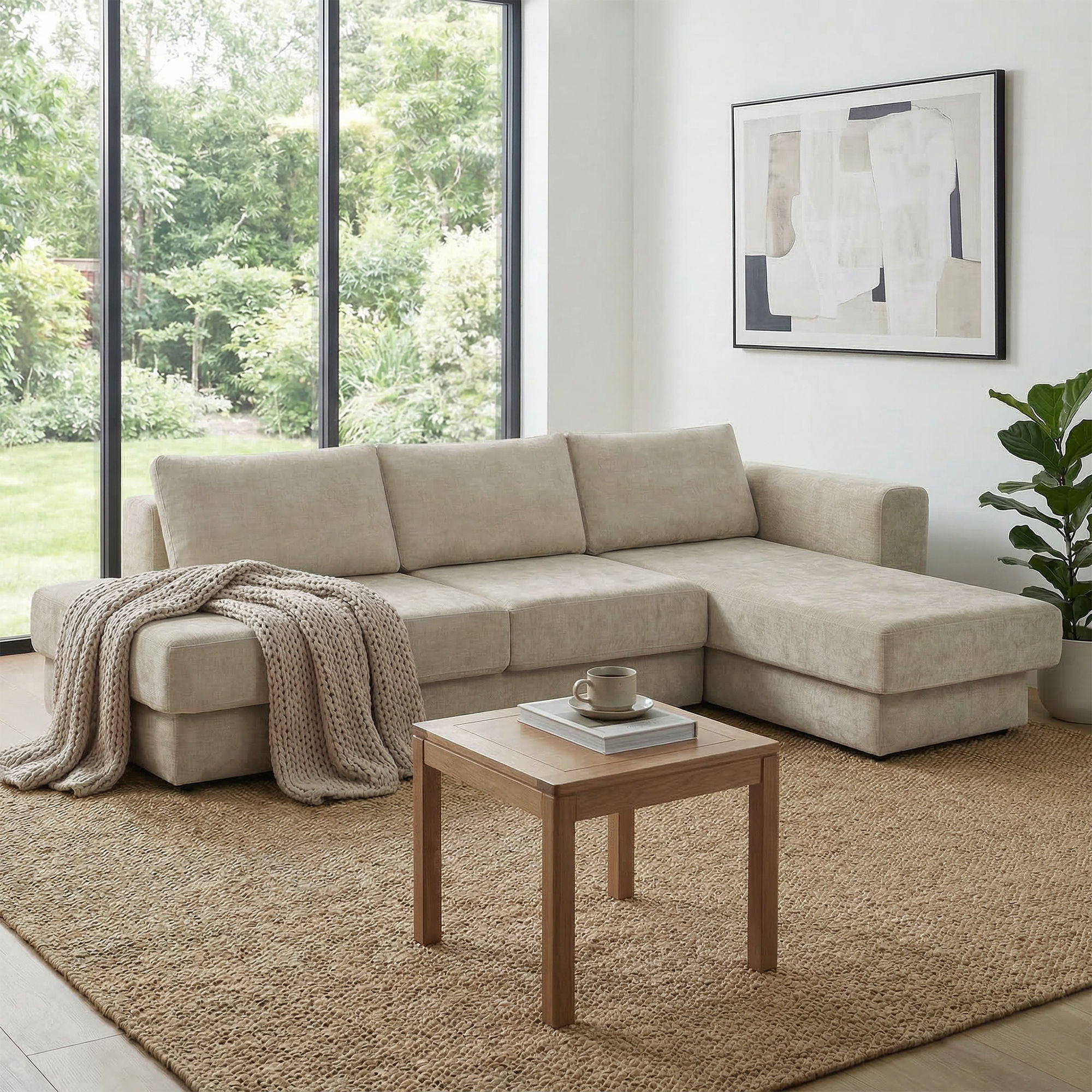 L-Shaped Modular Sofa With Double Layer Cushion by HouseOfZazla