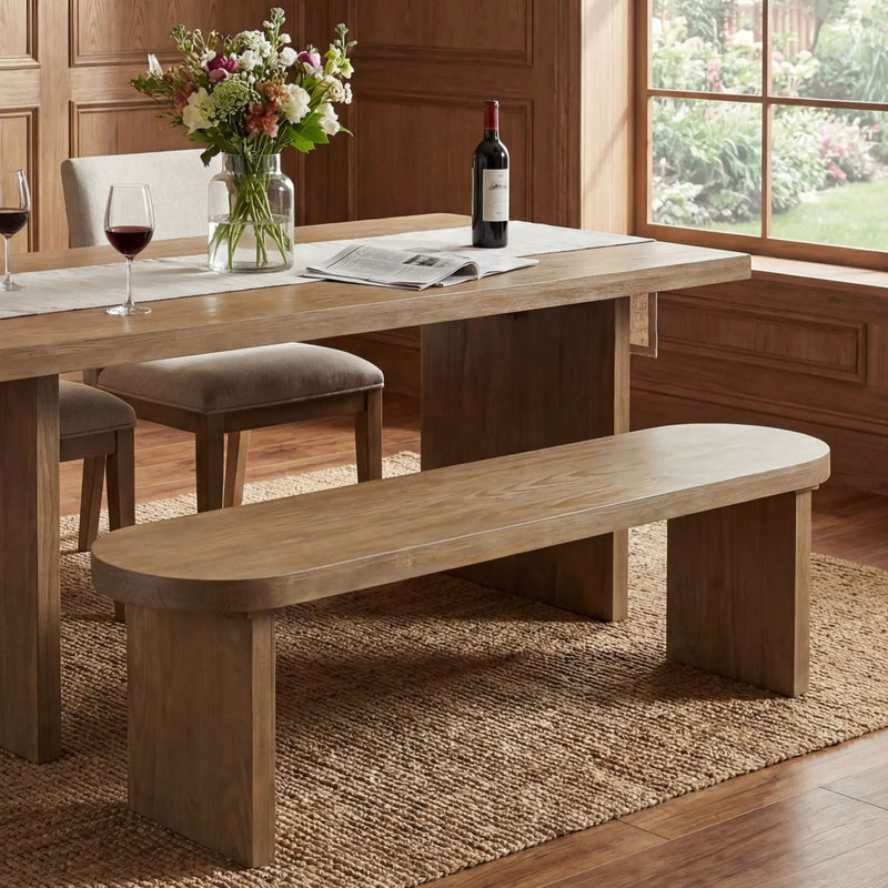Indoor Dining Bench, 350 Lbs Weight Capacity, Fits 3 People - Pine by HouseOfZazla