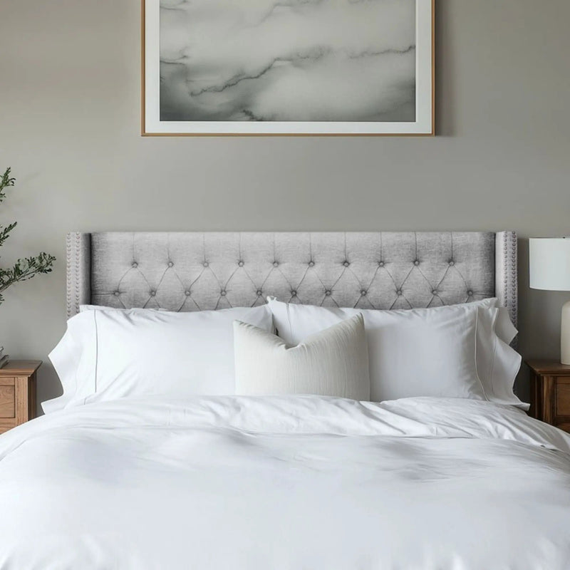 Transitional Upholstery Headboard With Tufted Buttons And Nailhead Trim by HouseOfZazla