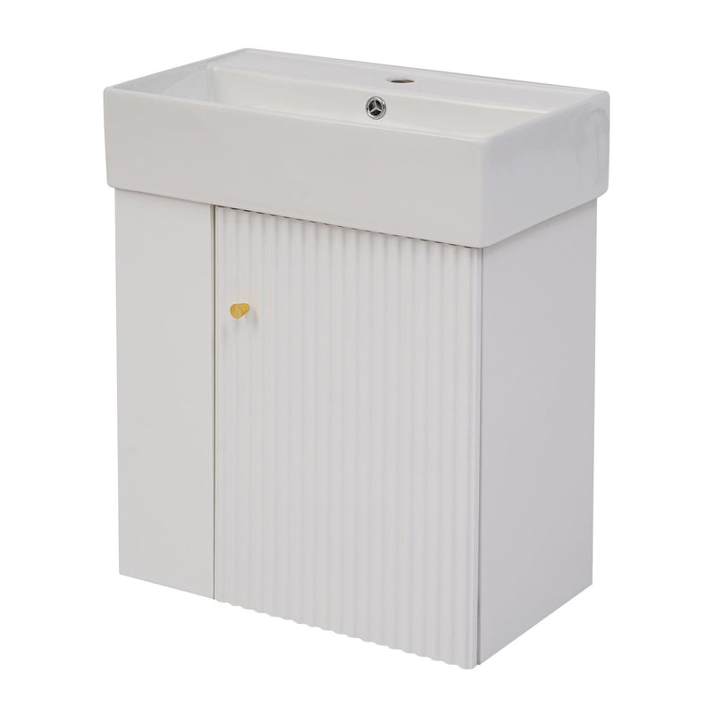 Modern Floating Bathroom Vanity With Ceramic Basin Perfect For Small Bathrooms by HouseOfZazla