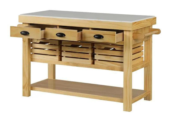 Grovaam - Kitchen Island - Marble Top & Natural, photo 2 of 6
