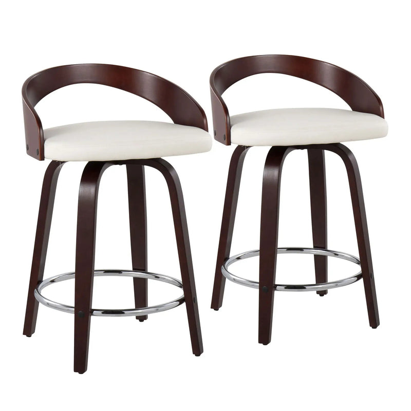 Grotto - Contemporary Fixed Height Counter Stool & Swivel With Round Footrest (Set of 2) by HouseOfZazla