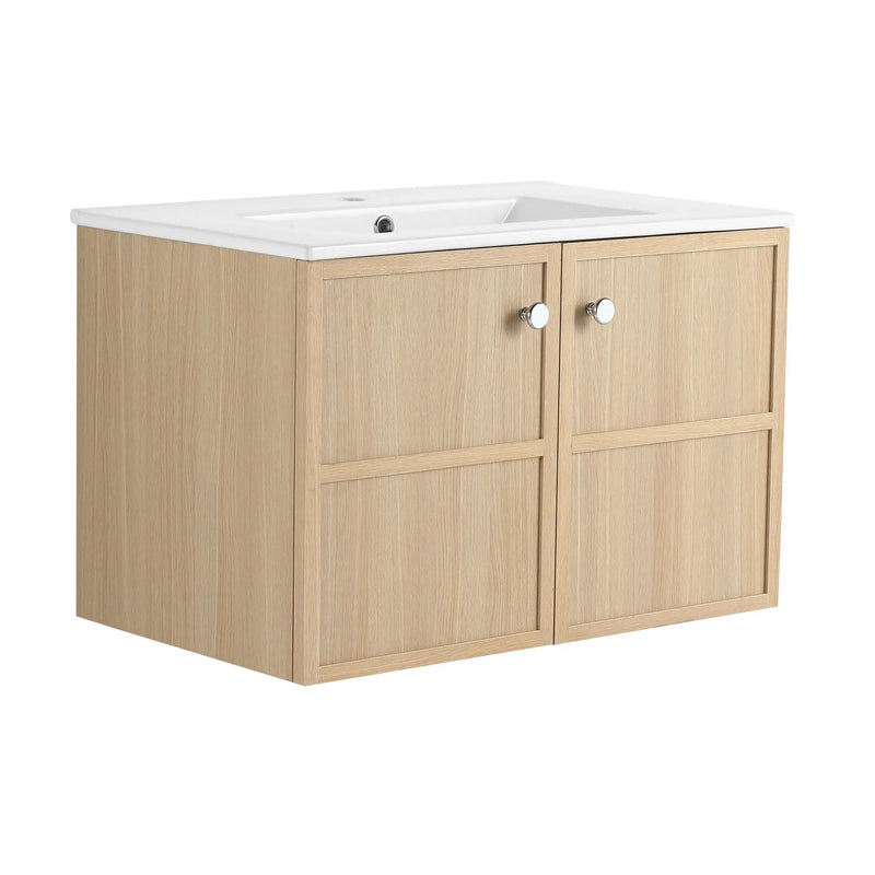 Wall Mounted Bathroom Vanity With Ceramic Sink And 2 Soft Closing Doors by Unique Piece Furniture