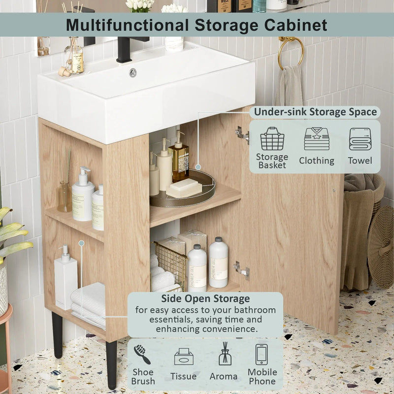 Bathroom Vanity, Combo Cabinet, Bathroom Storage Cabinet, Single Ceramic Sink by HouseOfZazla