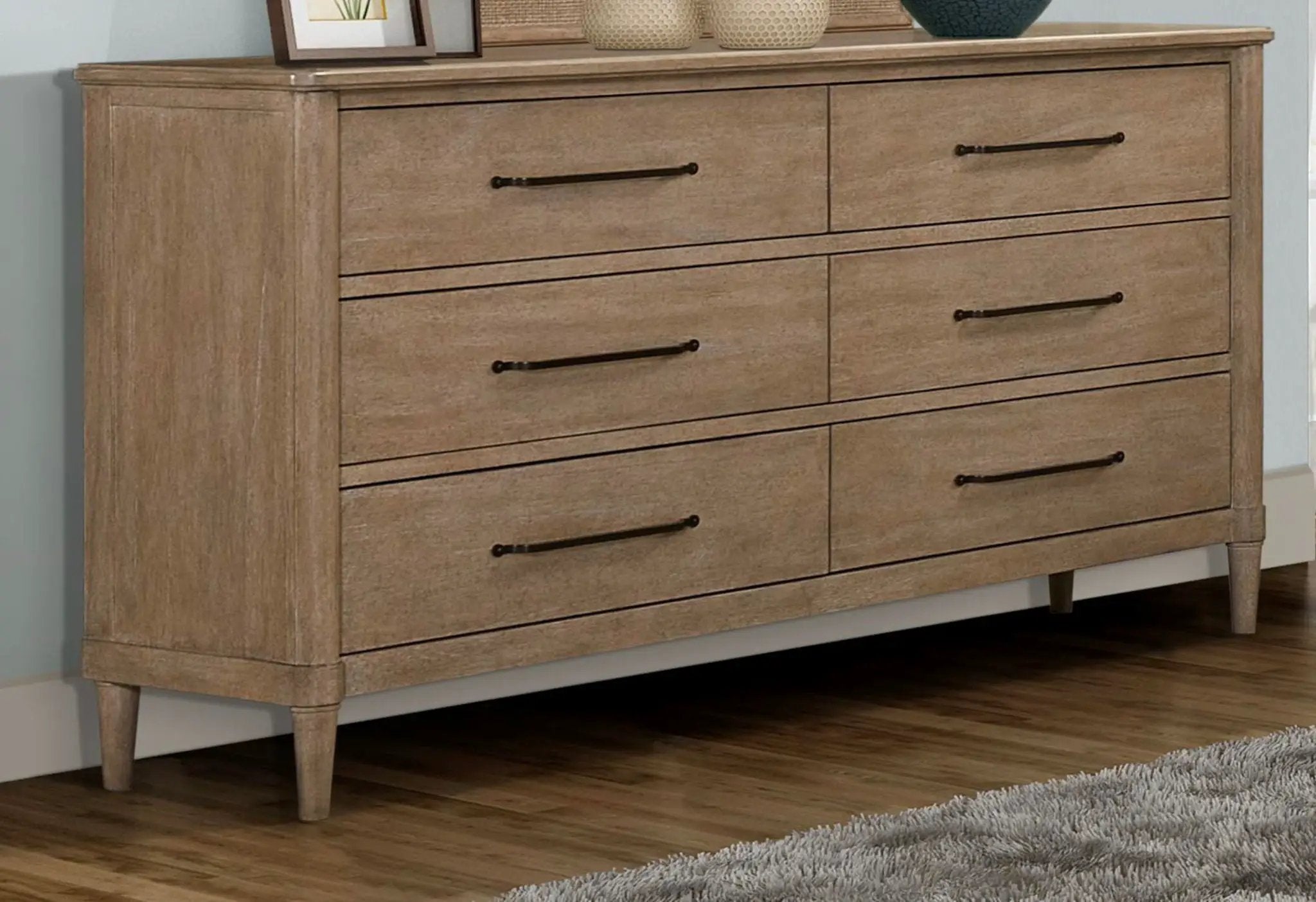 Panel Bedroom Set With 3 Drawer Nightstand, Casual Dresser, Cane Mirror, 3 Drawer Cane Front Chest And Bench by Unique Piece Furniture
