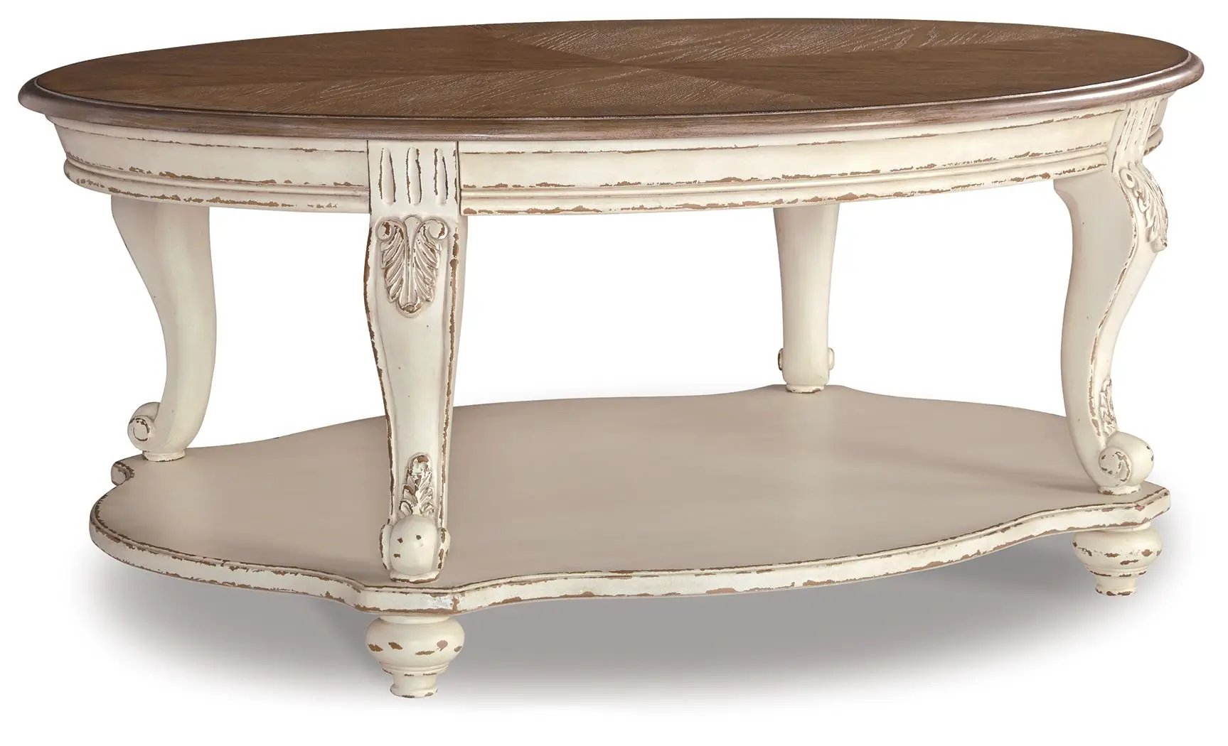 Realyn - Oval Cocktail Table - White / Brown by Unique Piece Furniture