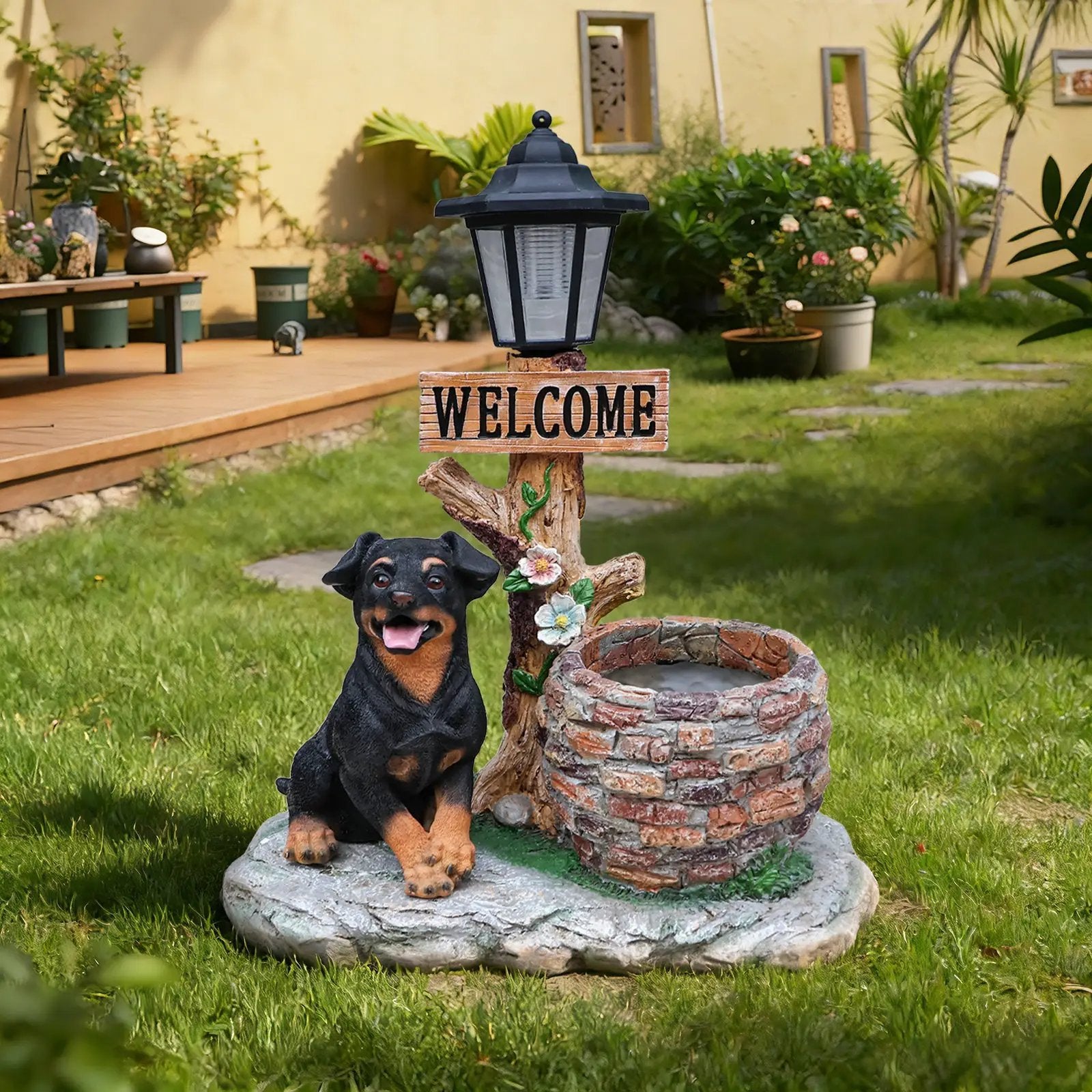 Puppy Dog Solar Planter Outdoor Statue by HouseOfZazla