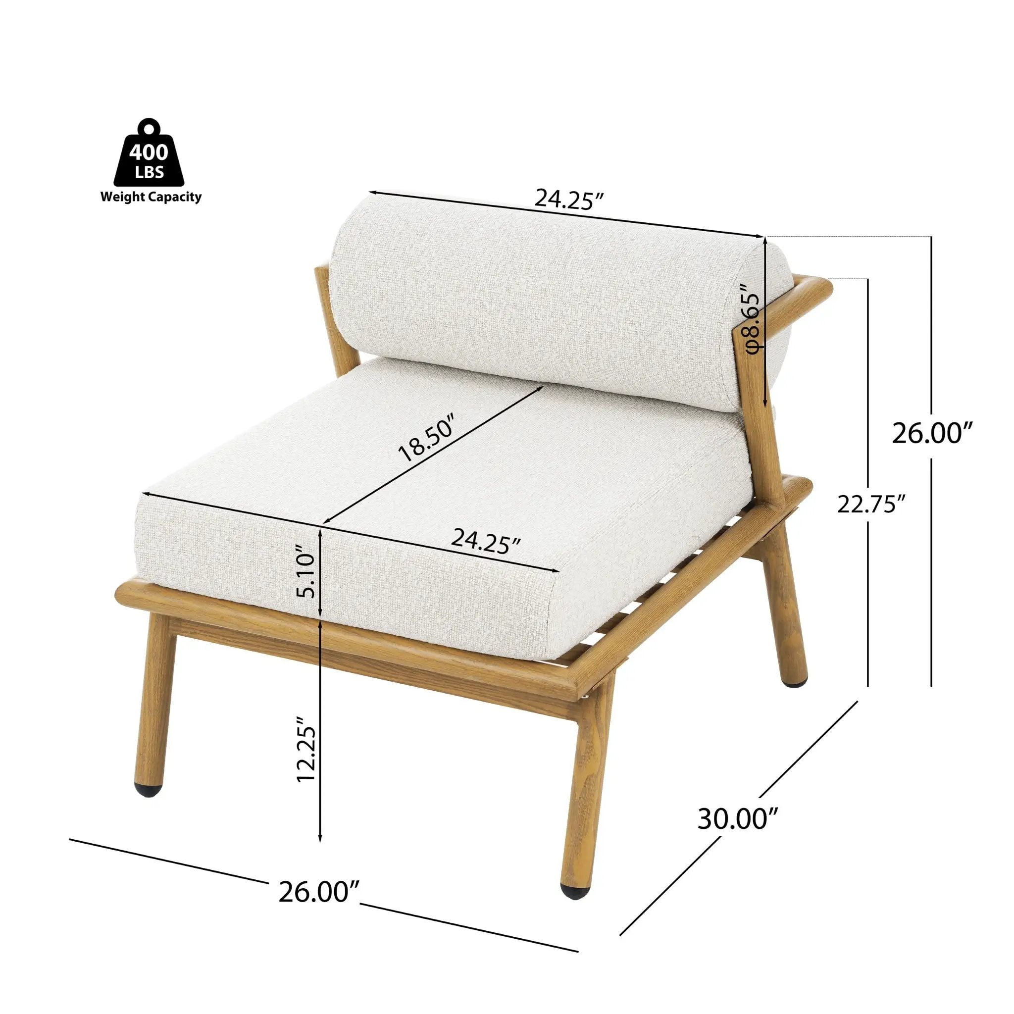 La Fiora Outdoor Patio Iron Club Chair (Set of 2) - Off White / Teak by HouseOfZazla