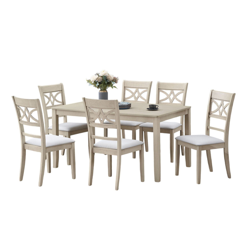Ferris - 7 Piece Dining Set With Cross Back Chairs And Rectangular Table - Antique White by HouseOfZazla