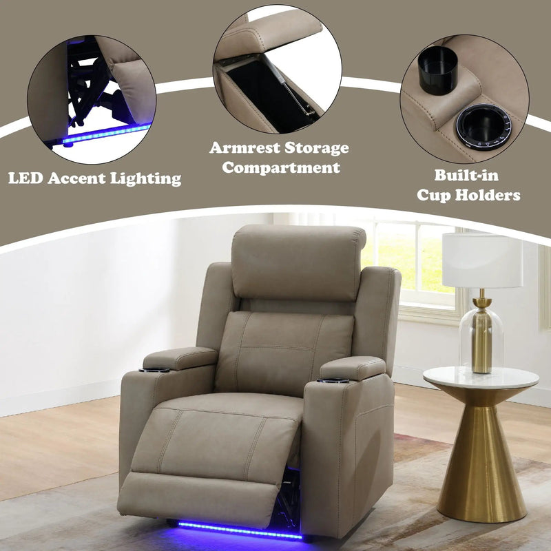Lugo - Power Motion Recliner With Cup Holder - Camel by HouseOfZazla