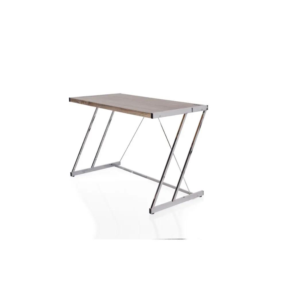 Finis - Writing Desk With USB - Weathered Oak & Chrome by Unique Piece Furniture